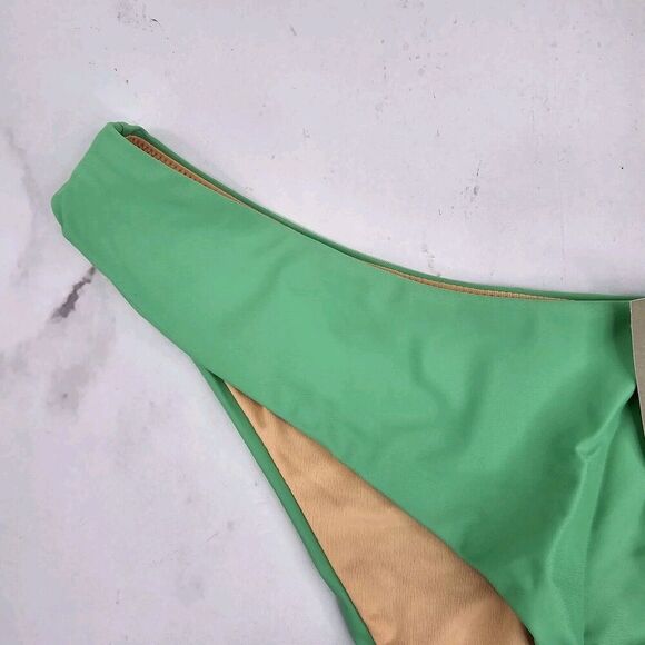 J Crew Swim Bottom XL Green Curved Waist Bikini High Cut Cheeky Mid Kelly BC125 - Picture 2 of 10